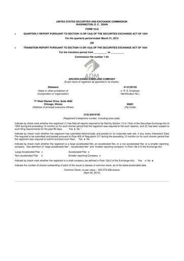 Thumbnail Archer Daniels Midland (ADM)
 10-Q Quarterly Report FY 