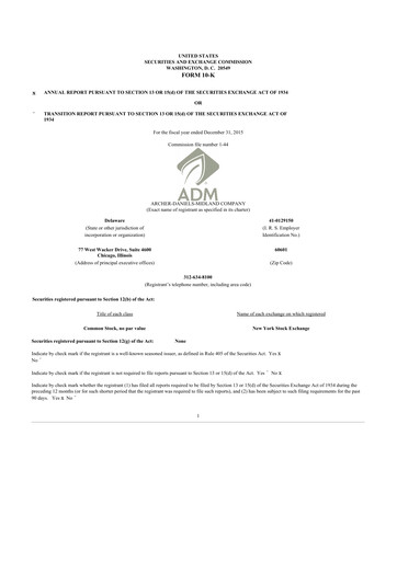 Miniature Archer Daniels Midland (ADM)
 10-K Rapport annuel 2015