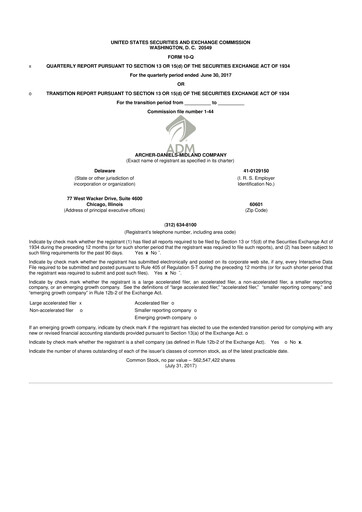 Thumbnail Archer Daniels Midland (ADM)
 10-Q Quarterly Report FY2017 