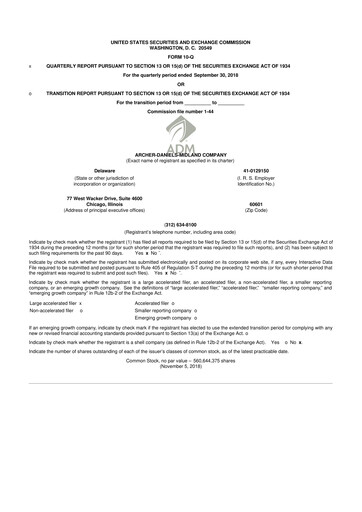 Thumbnail Archer Daniels Midland (ADM)
 10-Q Quarterly Report FY2018 