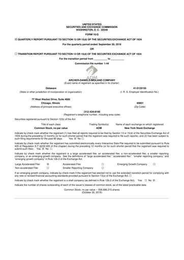 Thumbnail Archer Daniels Midland (ADM)
 10-Q Quarterly Report FY2019 