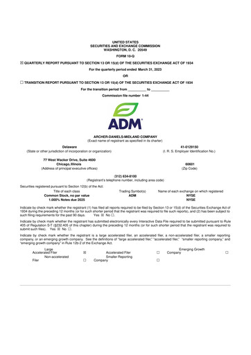 Thumbnail Archer Daniels Midland (ADM)
 10-Q Quarterly Report FY2023 