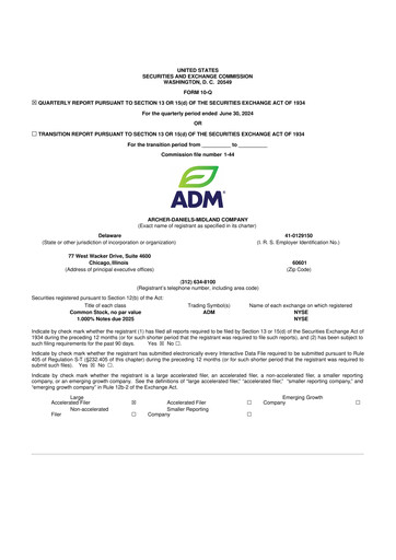 Thumbnail Archer Daniels Midland (ADM)
 10-Q Quarterly Report FY2024 