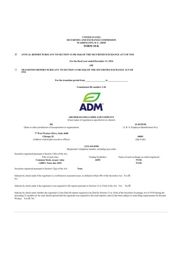 Miniature Archer Daniels Midland (ADM)
 10-K Rapport annuel 2024