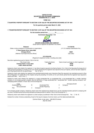 Thumbnail Archer Daniels Midland (ADM)
 10-Q Quarterly Report FY2025 