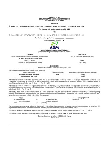 Thumbnail Archer Daniels Midland (ADM)
 10-Q Quarterly Report FY2025 