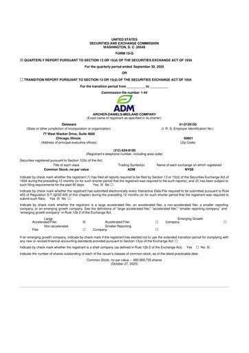 Thumbnail Archer Daniels Midland (ADM)
 10-Q Quarterly Report FY2025 