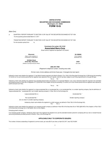 Thumbnail Associated Banc-Corp
 10-Q Quarterly Report FY2017 