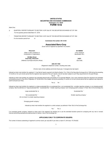 Thumbnail Associated Banc-Corp
 10-Q Quarterly Report FY2018 