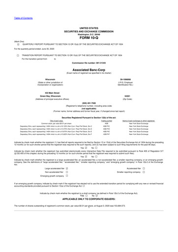 Thumbnail Associated Banc-Corp
 10-Q Quarterly Report FY2020 