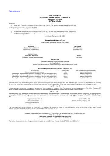 Thumbnail Associated Banc-Corp
 10-Q Quarterly Report FY2020 