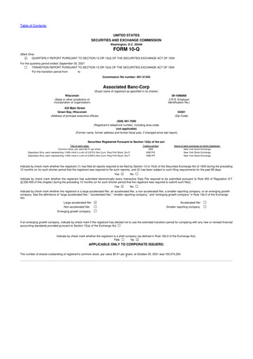 Thumbnail Associated Banc-Corp
 10-Q Quarterly Report FY2021 