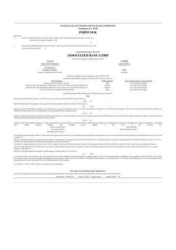 Miniature Associated Banc-Corp
 10-K Rapport annuel 2023