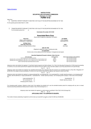 Thumbnail Associated Banc-Corp
 10-Q Quarterly Report FY2025 