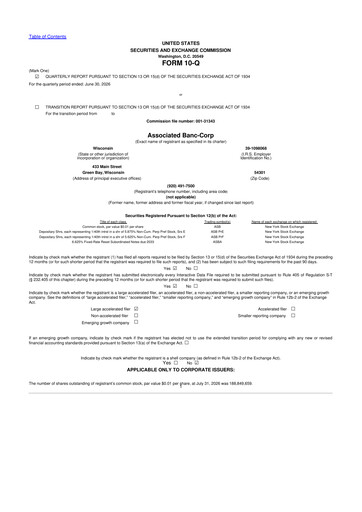 Thumbnail Associated Banc-Corp
 10-Q Quarterly Report FY2026 
