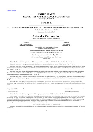 Thumbnail Astronics Corporation
 10-K Annual Report 2016