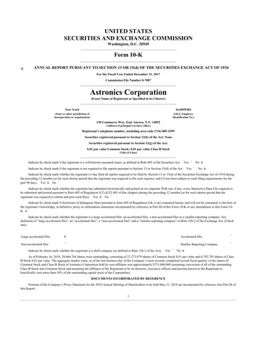 Thumbnail Astronics Corporation
 10-K Annual Report 2017