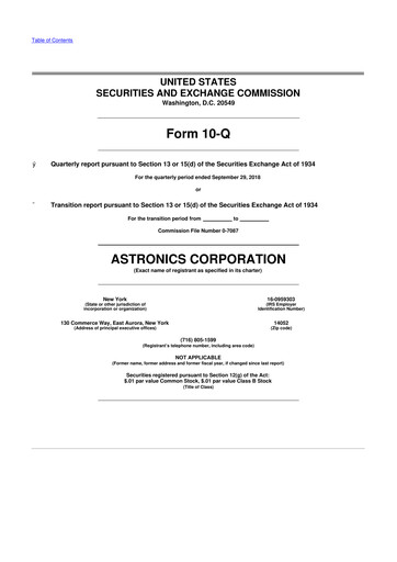 Thumbnail Astronics Corporation
 10-Q Quarterly Report FY2018 