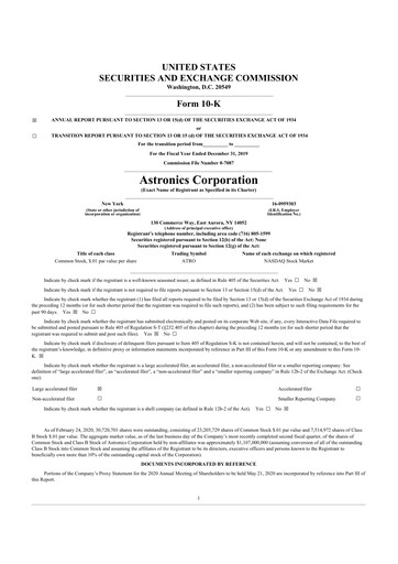 Thumbnail Astronics Corporation
 10-K Annual Report 2019