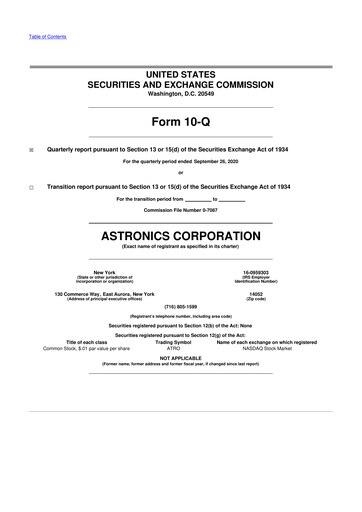 Thumbnail Astronics Corporation
 10-Q Quarterly Report FY2020 