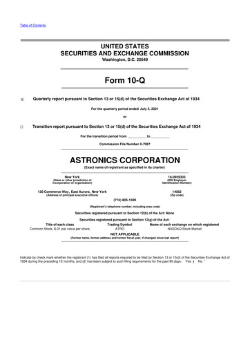 Thumbnail Astronics Corporation
 10-Q Quarterly Report FY2021 