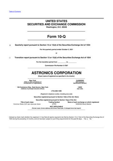 Thumbnail Astronics Corporation
 10-Q Quarterly Report FY2021 