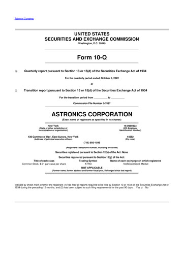 Thumbnail Astronics Corporation
 10-Q Quarterly Report FY2022 