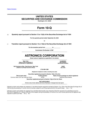 Thumbnail Astronics Corporation
 10-Q Quarterly Report FY2023 