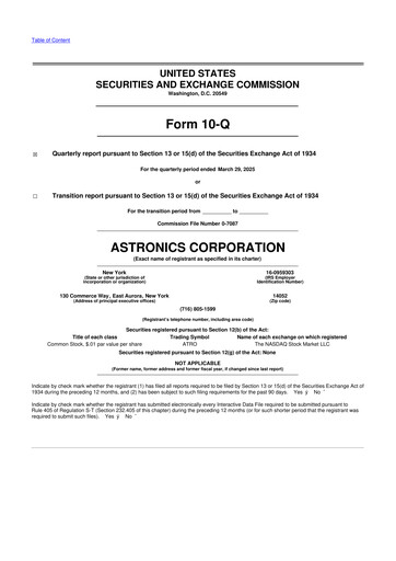 Thumbnail Astronics Corporation
 10-Q Quarterly Report FY2025 