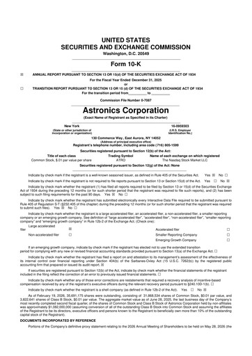 Thumbnail Astronics Corporation
 10-K Annual Report 2025