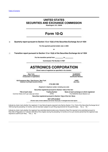 Thumbnail Astronics Corporation
 10-Q Quarterly Report FY2026 