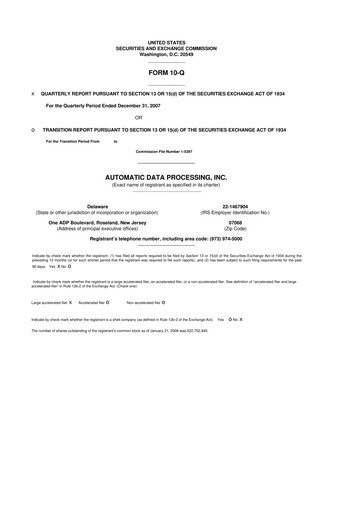 Miniature Automatic Data Processing 10-Q Rapport trimestriel  