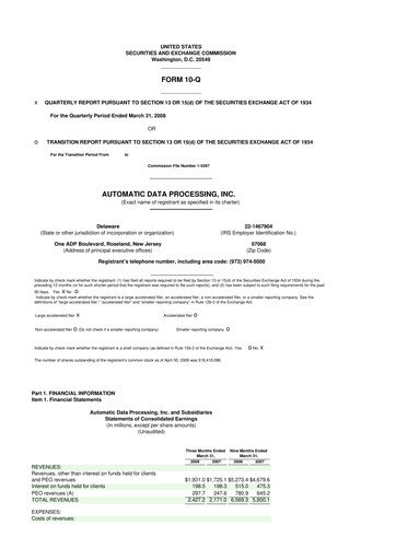 Miniature Automatic Data Processing 10-Q Rapport trimestriel  