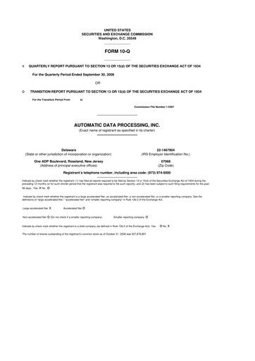 Miniature Automatic Data Processing 10-Q Rapport trimestriel  