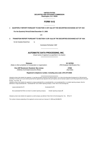 Miniature Automatic Data Processing 10-Q Rapport trimestriel  
