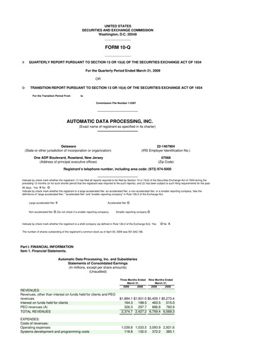 Miniature Automatic Data Processing 10-Q Rapport trimestriel  