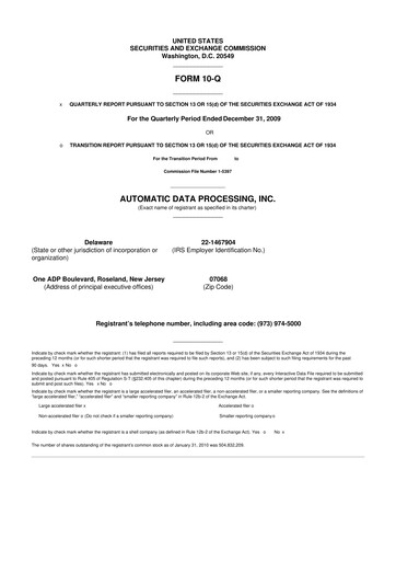 Miniature Automatic Data Processing 10-Q Rapport trimestriel  