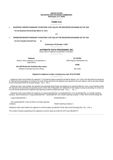 Miniature Automatic Data Processing 10-Q Rapport trimestriel 2013 