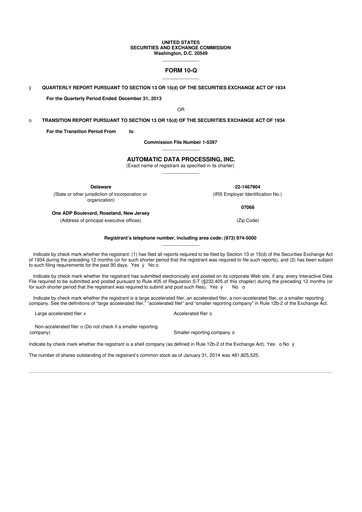 Miniature Automatic Data Processing 10-Q Rapport trimestriel 2014 