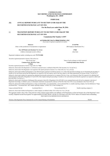 Vorschaubild Automatic Data Processing 10-K Jahresbericht 2016