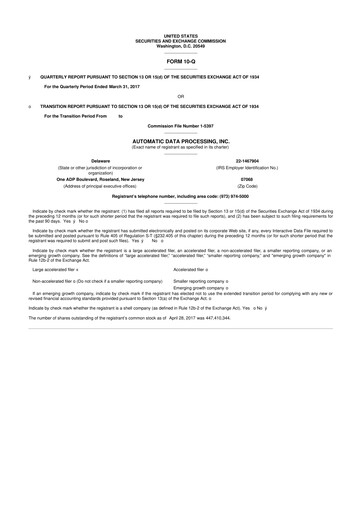 Miniature Automatic Data Processing 10-Q Rapport trimestriel 2017 