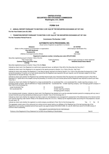 Thumbnail Automatic Data Processing 10-K Annual Report 