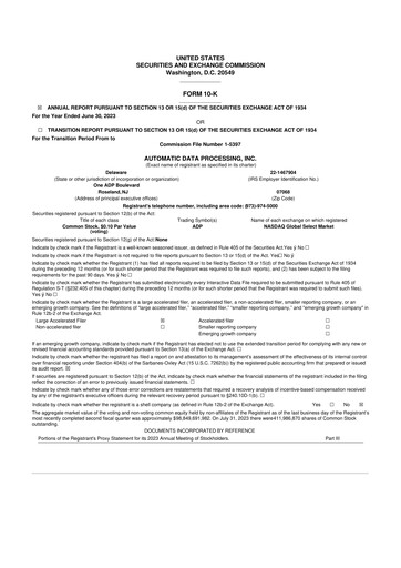 Thumbnail Automatic Data Processing 10-K Annual Report 