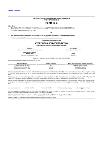 Thumbnail Avery Dennison
 10-Q Quarterly Report FY2026 