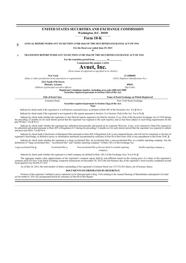 Thumbnail Avnet 10-K Annual Report 2013