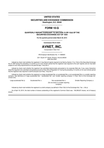 Thumbnail Avnet 10-Q Quarterly Report FY2014 