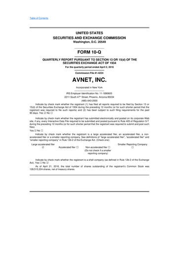 Thumbnail Avnet 10-Q Quarterly Report FY2016 