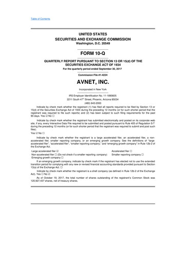 Thumbnail Avnet 10-Q Quarterly Report FY2018 