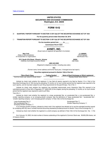 Thumbnail Avnet 10-Q Quarterly Report FY2020 