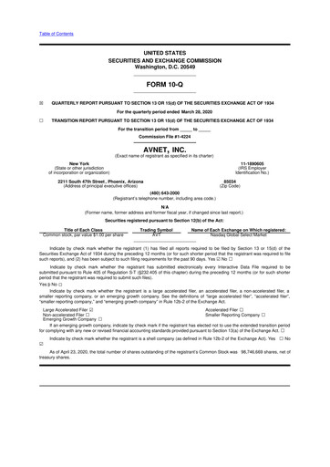 Thumbnail Avnet 10-Q Quarterly Report FY2020 